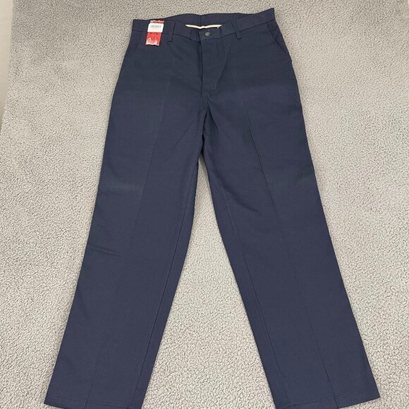 LEE Performance Khakis Men 36x32 Navy Flat Front Wrinkle Free  NEW/DEFECT - Picture 1 of 13